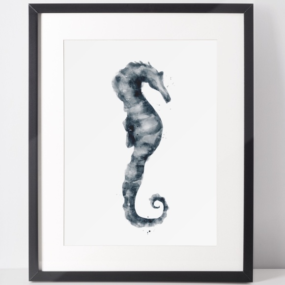 Wall Art Watercolor Sea Horse Print Poster Unframed - Picture 2 of 10